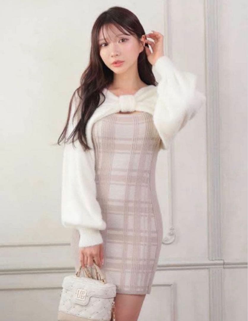 ♡ LIP SERVICE リップサービス リボンフェザーアンサンブルニットOP LIP SERVICE（リップサービス）｜ リボンフェザーアンサンブルニット